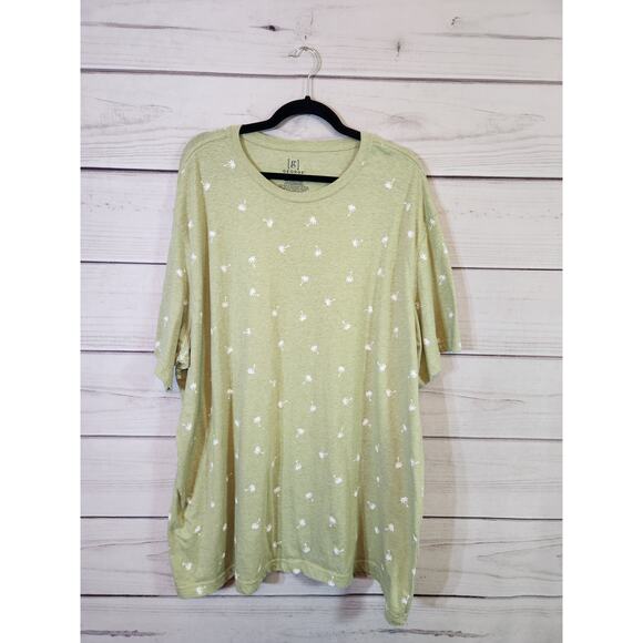George Men's Green Cotton Palm Tree Printed Crew‎ Neck Short Sleeve T-Shirt 3XL - Picture 1 of 5